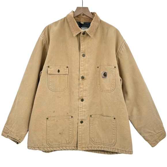 Vintage 90s Carhartt Blanket Lined Chore Coat Work Jacket Made in USA | Size XL - Picture 1 of 11